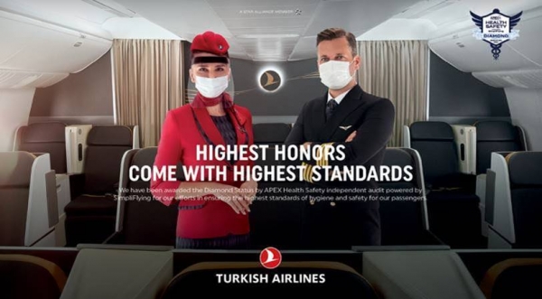 터키항공이 건강 안전  평가에서 최고 등급인 '다이아몬드' 등급을 받았 / 터키항공