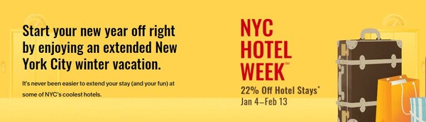 뉴욕관광청이 대규모 호텔 프로모션 ‘뉴욕 호텔 위크 2022’를 2월13일까지 진행한다 / 화면 캡쳐