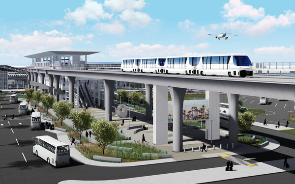 로스앤젤레스 국제공항(LAX)은 자동 무인 모노레일인 오토 피클 무버(Automated People Mover) / 로스앤젤레스관광청