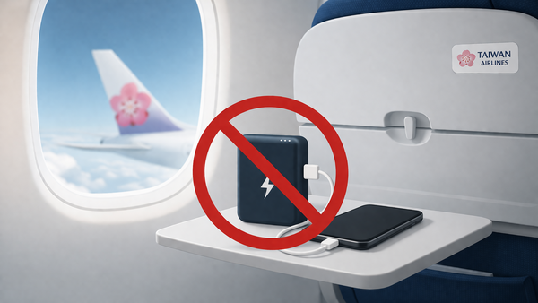 대만이 기내 보조배터리 반입 개수 제한과 충전·사용 금지 위반 시 최고 10만 대만달러(약 472만원)의 벌금을 부과하기로 했다 / AI 생성 이미지