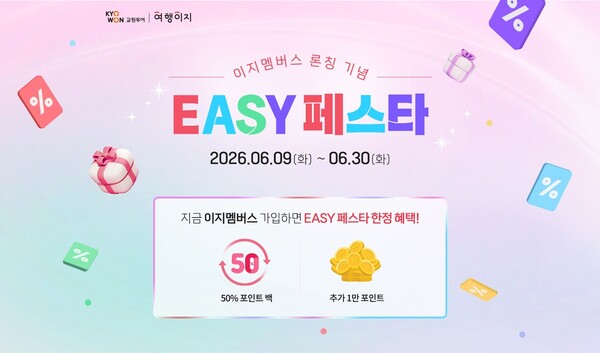 교원투어 여행이지가 유료 멤버십 ‘이지멤버스’ 론칭을 기념해 30일까지 ‘이지페스타’를 진행한다